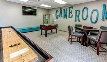 Game room with shuffle board